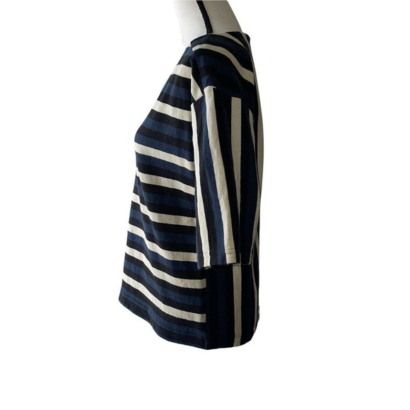 Anne Willi Paris US Size 6 V Neck Striped Knit Designer Lagenlook Structured Top - Picture 5 of 7